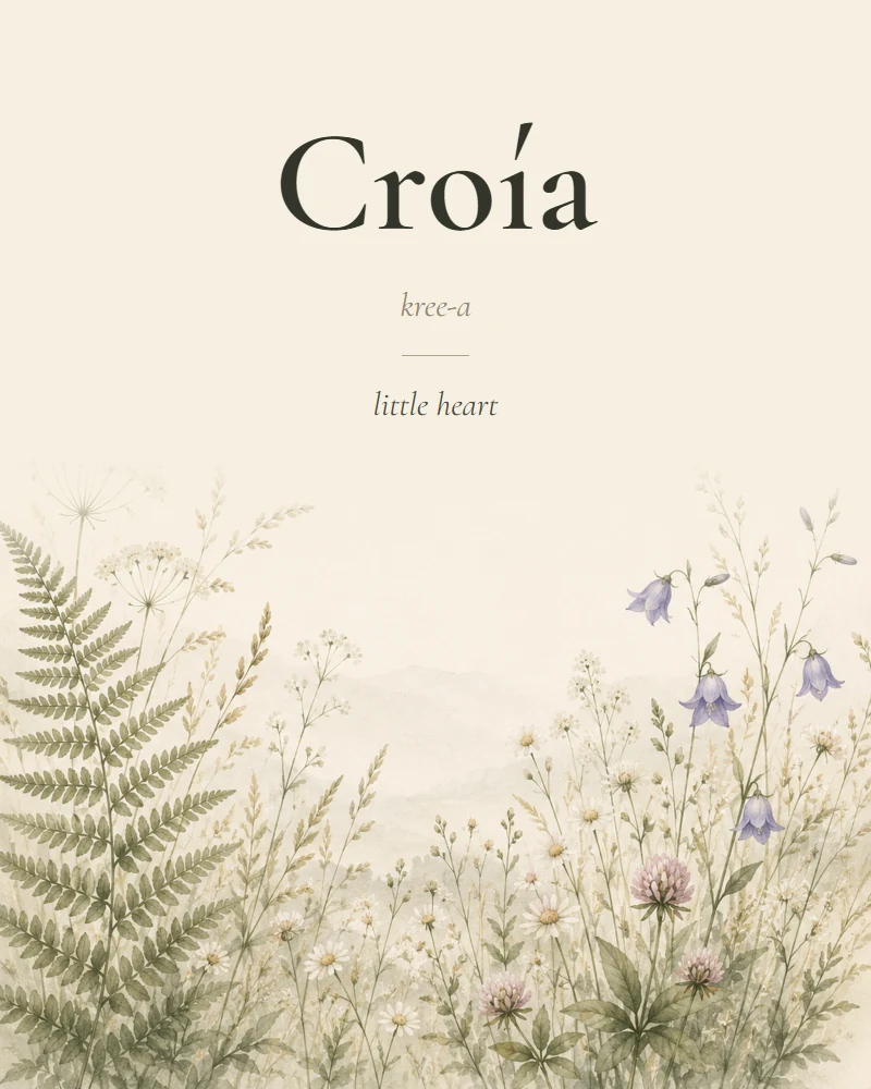 Croía Irish name print with pronunciation