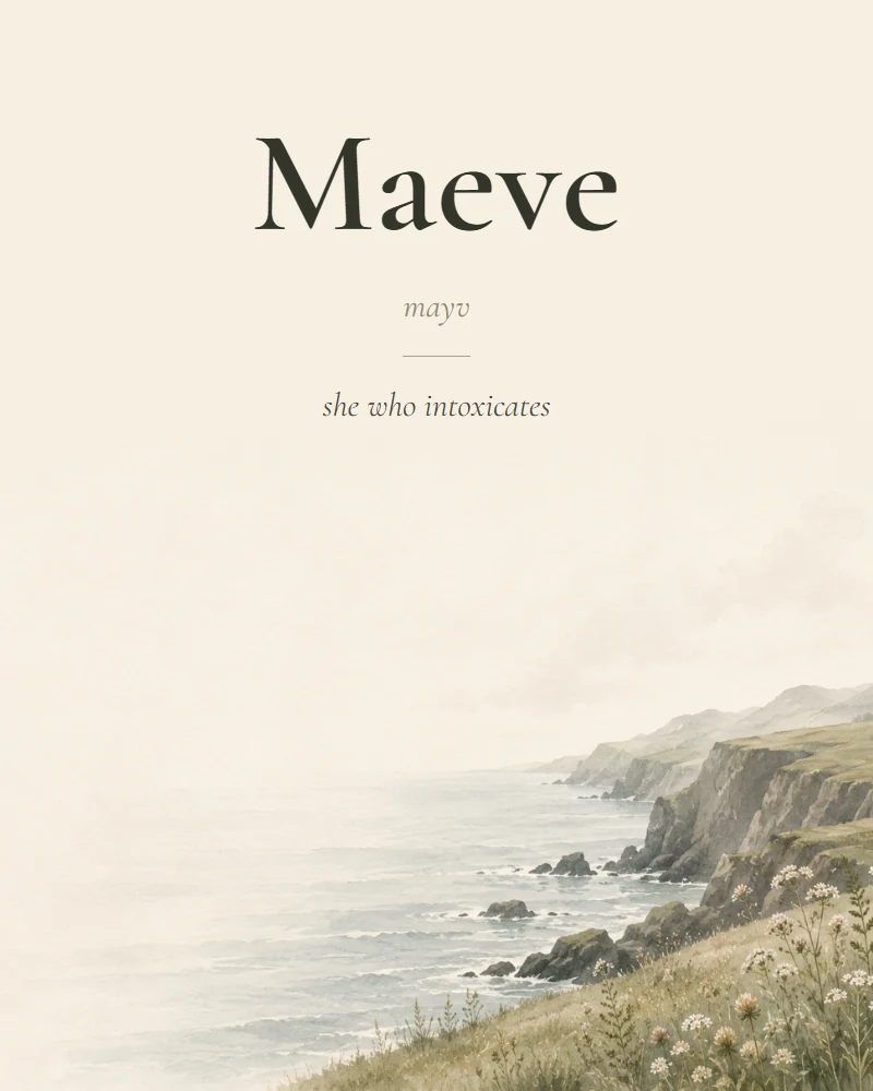 Maeve Irish name print with pronunciation
