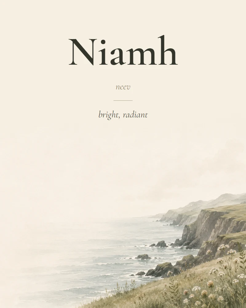 Niamh Irish name print with pronunciation
